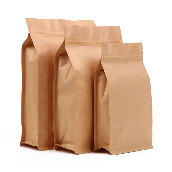 Kraft Paper Stand Up Sac de café avec fermeture à glissière