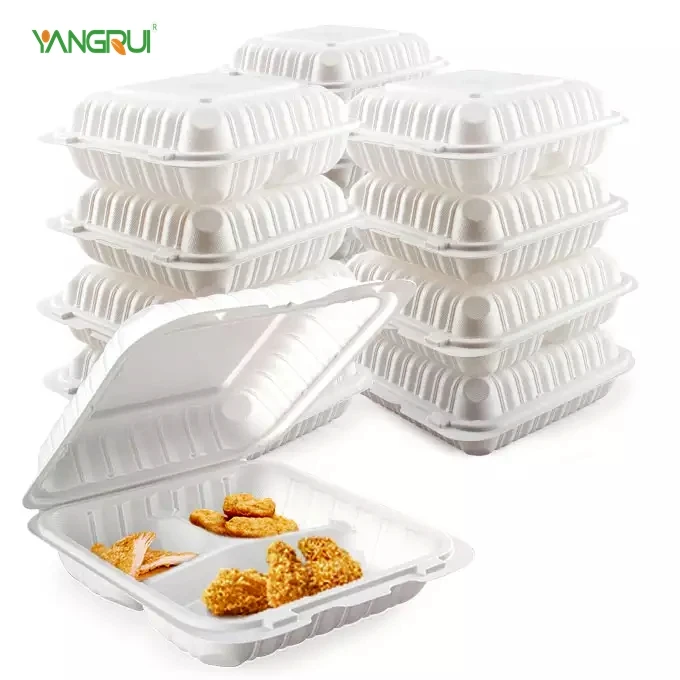8-8-Inch-Thermoforming-Hinged-3 Clamshell To Go Containers