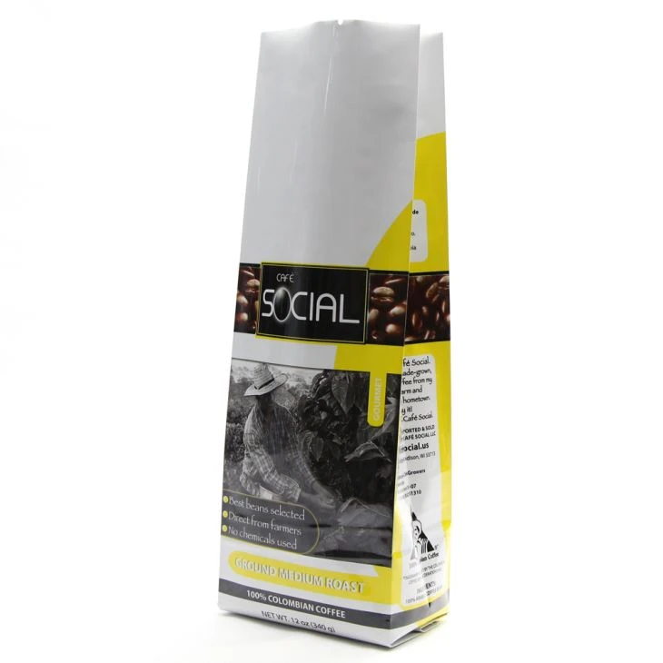 Sac d'emballage de café de gousset latéral de papier d'aluminium