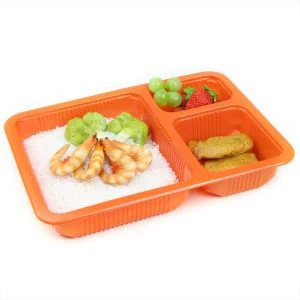 Plateaux alimentaires PP à 3 compartiments