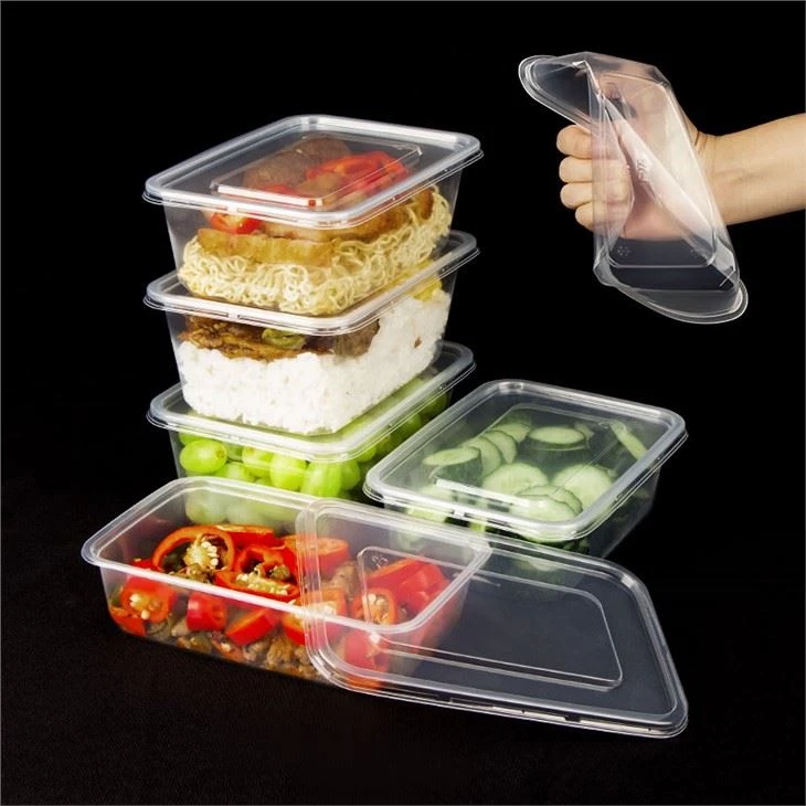 Déjeuner jetable de récipients de nourriture à emporter micro-ondable écologique transparent de 500ml