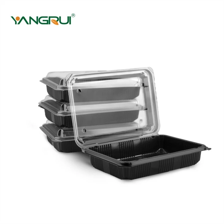 20,3 x 14,5 cm deux couleurs fond noir couvercle transparent à charnière à emporter pour emporter des récipients alimentaires