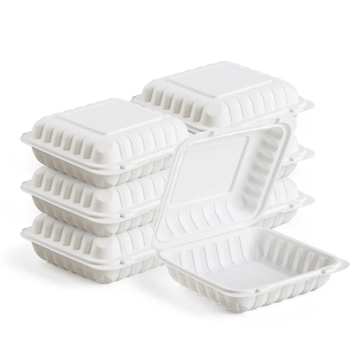 8x8 pouces frites de poulet frites emballage biodégradable récipient alimentaire jetable PP boîte à lunch micro-ondes à emporter boîte articulée