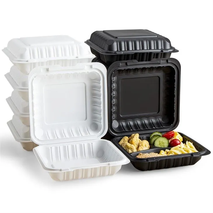 9x9x3inch Microwavable Take Out Food To Go Container PP Plastique Jetable à emporter Lunch Bento Box