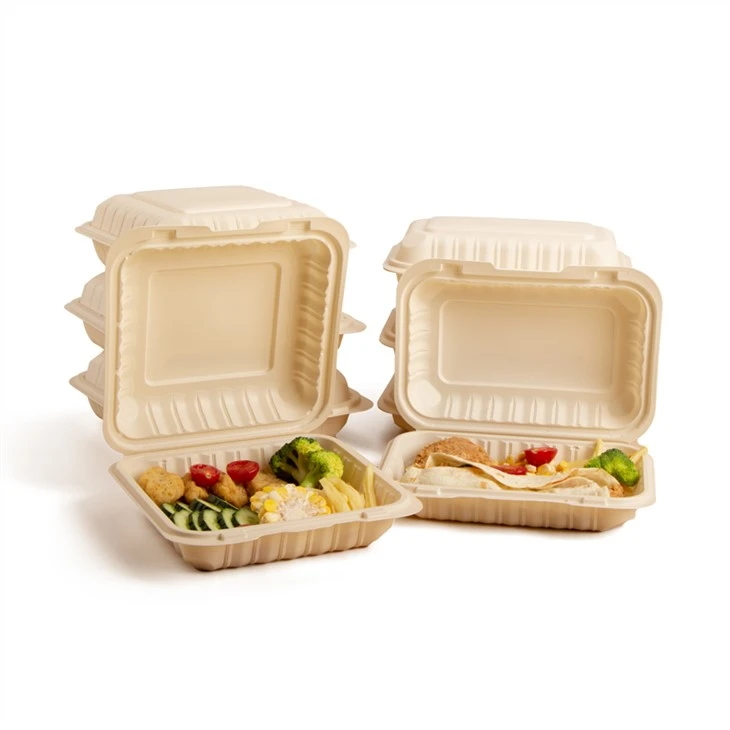 Emballage de poulet au feu en plastique biodégradable de 9x9 pouces à emporter Bento Box Clamshell Food Container