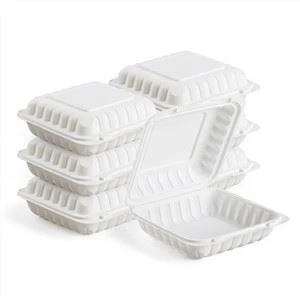 8x8 pouces frites de poulet frites emballage biodégradable récipient alimentaire jetable PP boîte à lunch micro-ondes à emporter boîte articulée