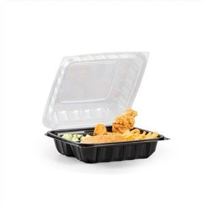 YANG RUI nouvel article écologique à emporter conteneur alimentaire T To Go Box Restaurant noir 3 compartiments plateaux avec dessus transparent