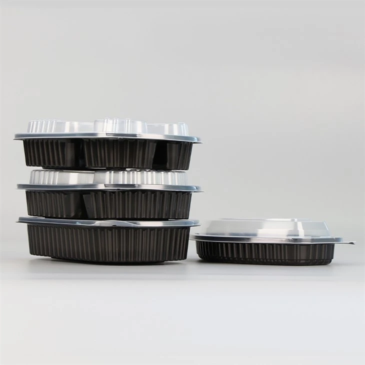 Récipient de préparation de repas en plastique à 3 compartiments