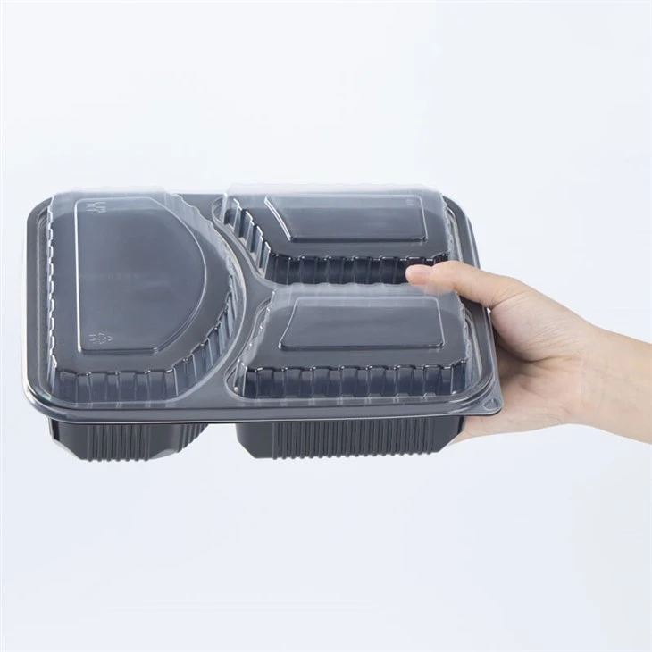 Récipients alimentaires à clapet en plastique noir