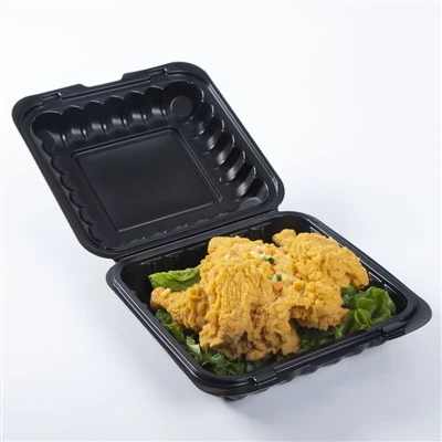 Boîte à bento à emporter noire à clapet 9x9"