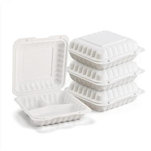 20,3 x 20,3 cm 3-Récipient alimentaire à charnière MFPP à compartiments