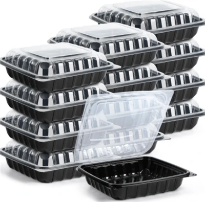 Conteneur alimentaire en plastique à emporter 3 compartiments