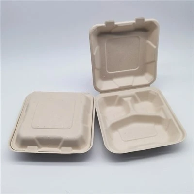 Contenant alimentaire en bagasse de canne à sucre 9''x9''