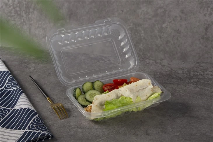 Boîte à emporter transparente à clapet