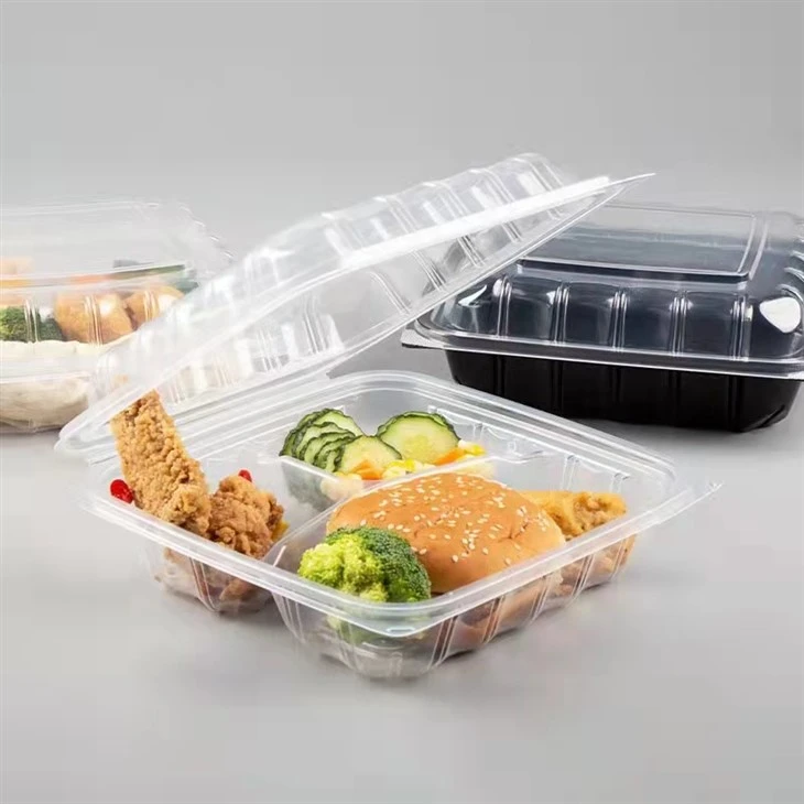 Récipient alimentaire transparent à clapet à emporter