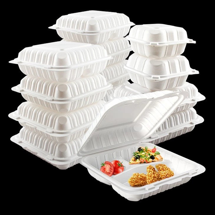Conteneur à emporter de boîte à bento jetable blanche